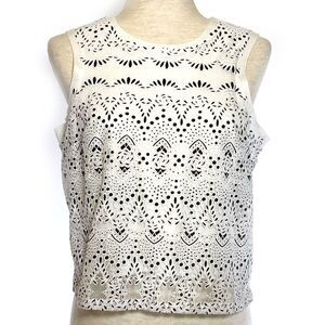 Bar III Sleeveless Crop Top Black White Medium